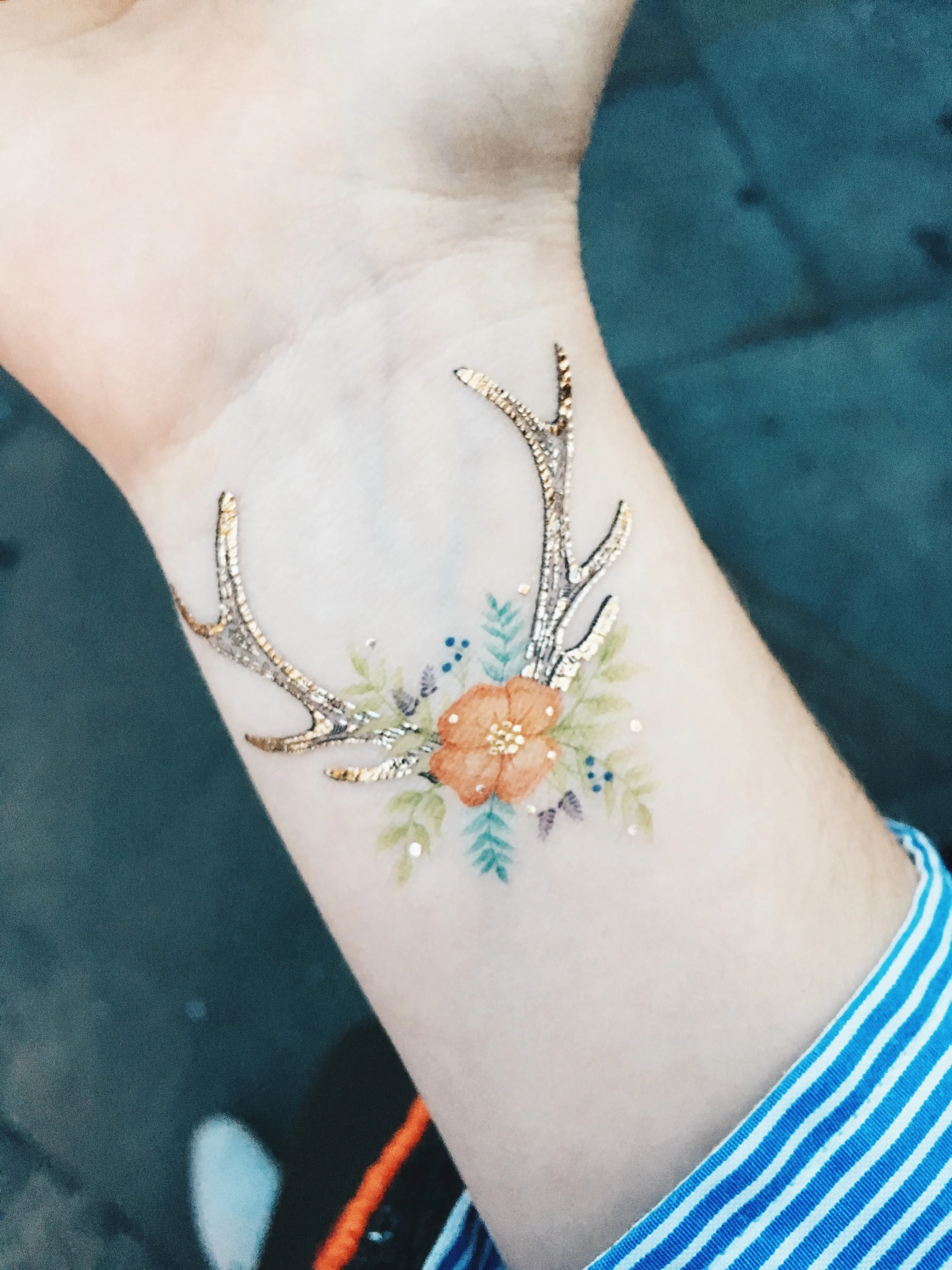 Floral Fawn Temporary Tattoo