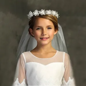 Flower Crown with Veil - Rhinestone