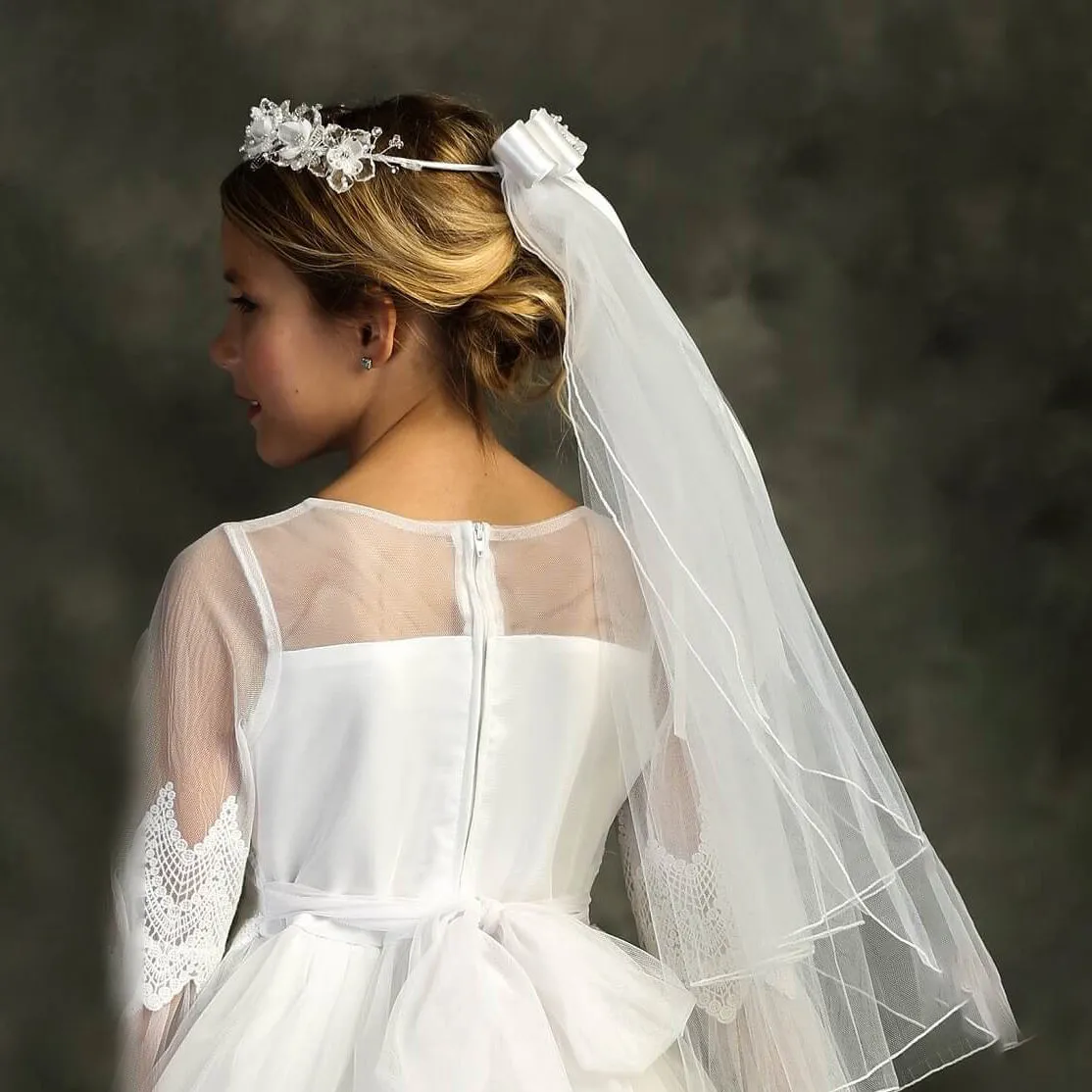 Flower Crown with Veil - Rhinestone