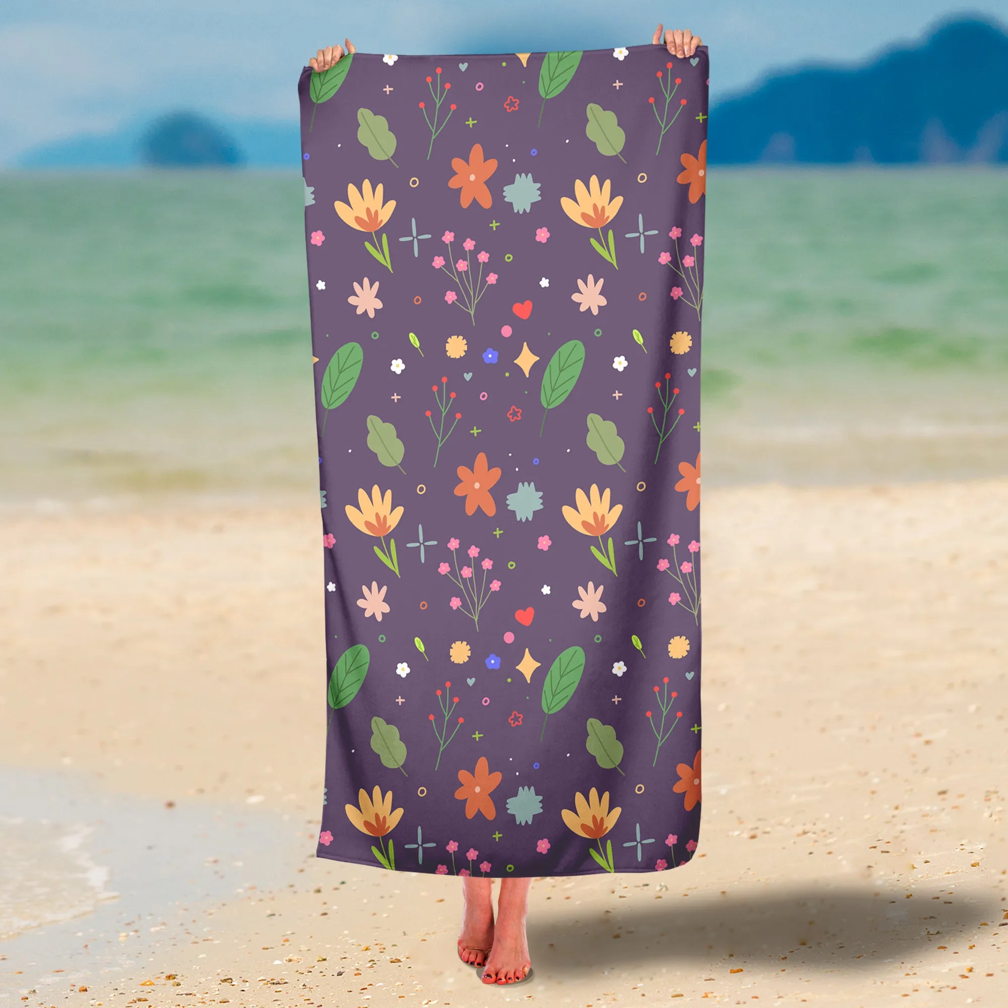 Flower Pattern Premium Beach/Pool Towel
