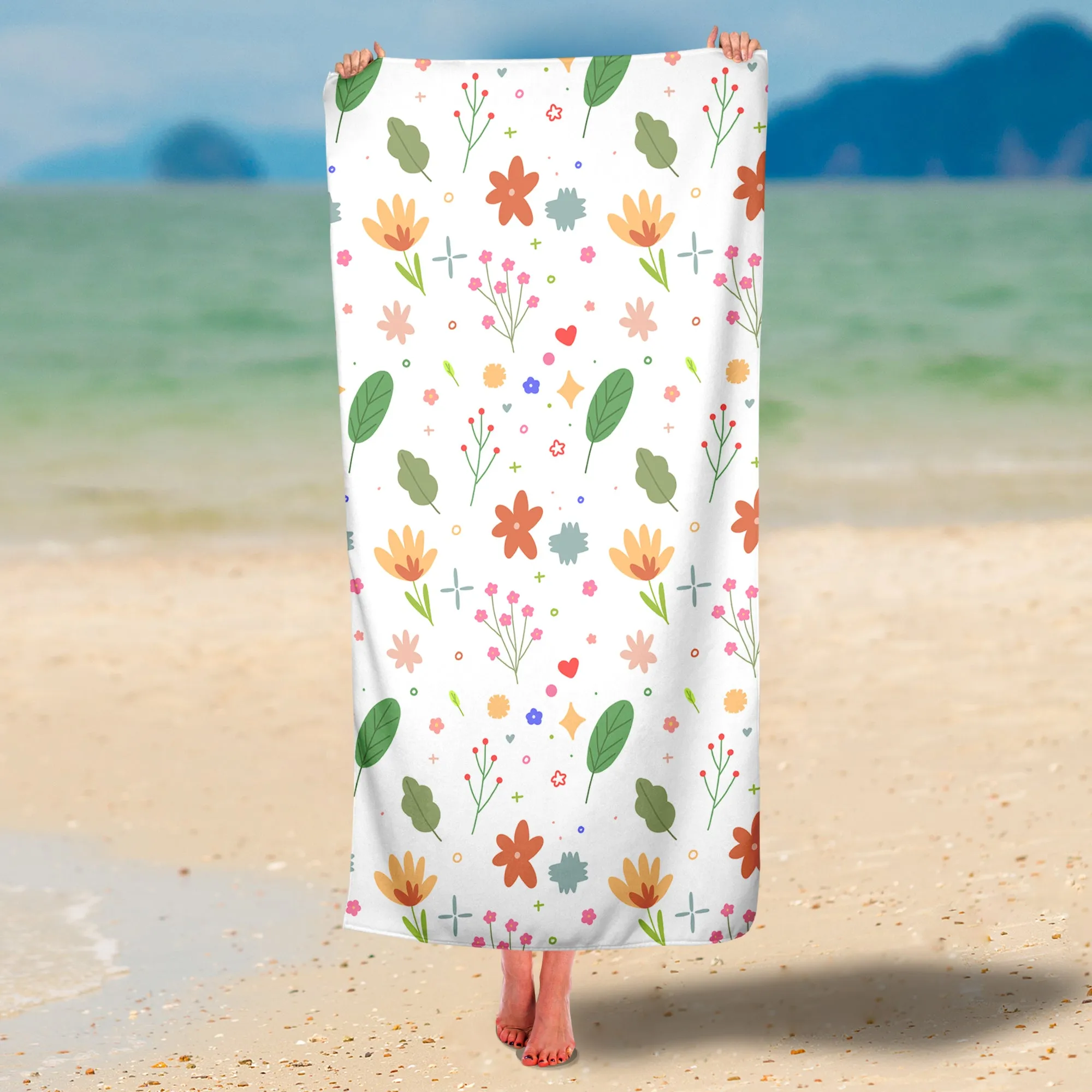 Flower Pattern Premium Beach/Pool Towel