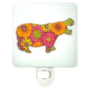 Flowered Hippopotamus Night Light - Hand Painted