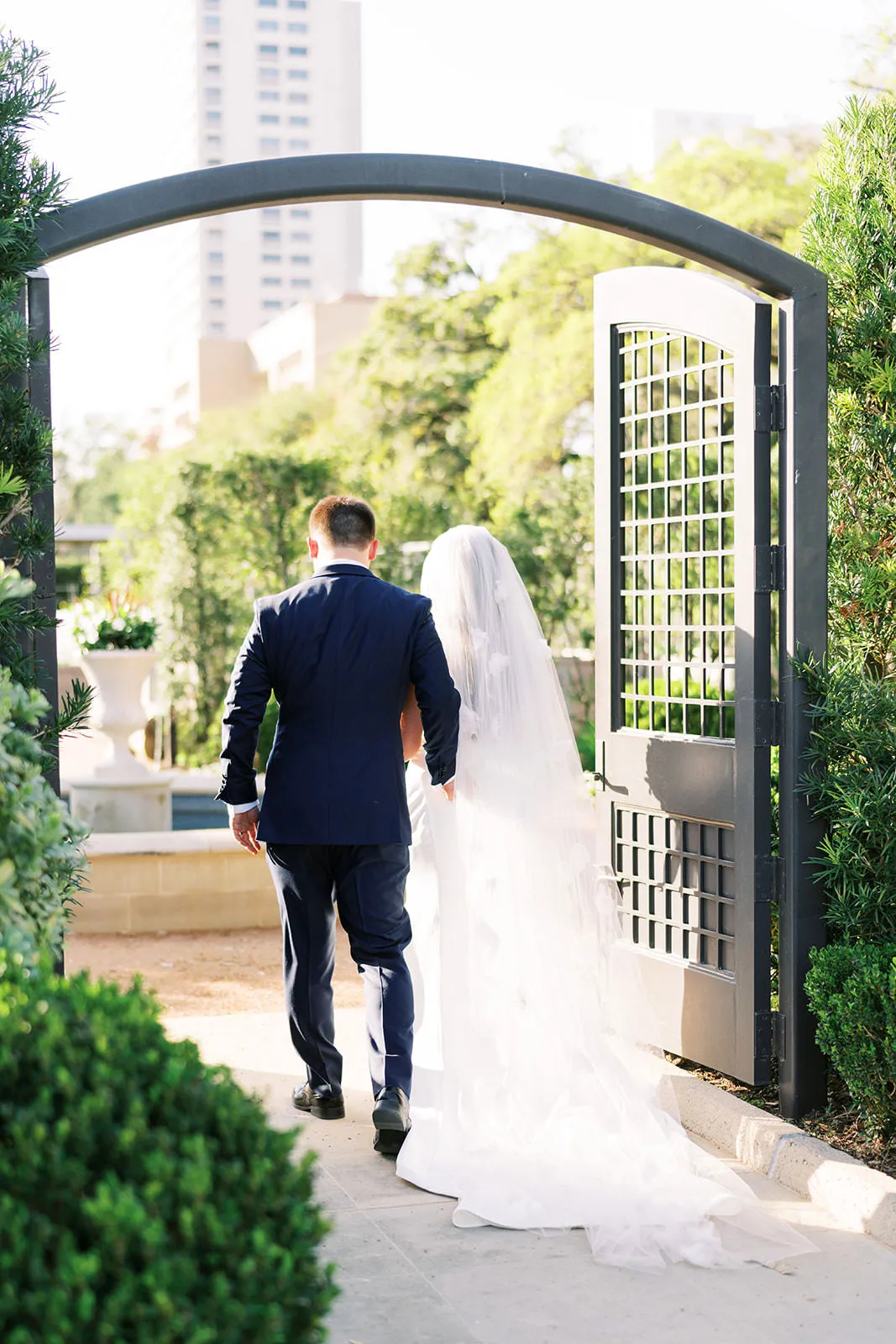 Full Cathedral Wedding Veil with Flower Blooms in Chiffon Silk