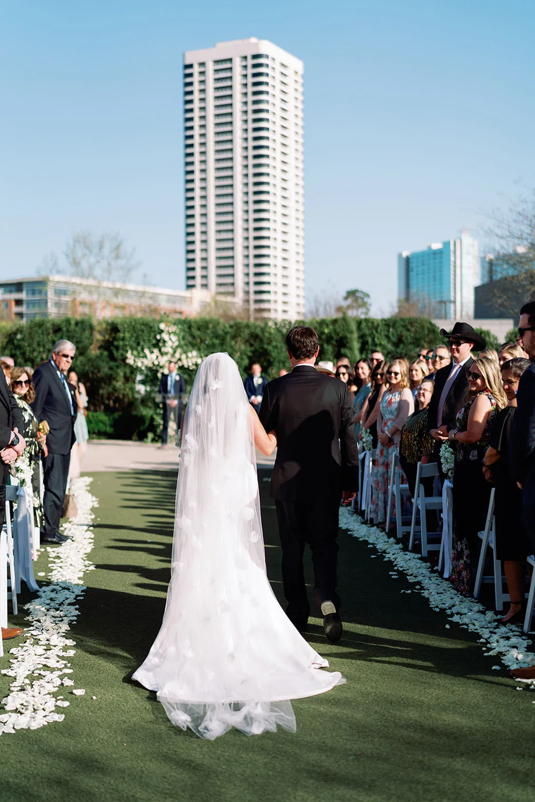 Full Cathedral Wedding Veil with Flower Blooms in Chiffon Silk