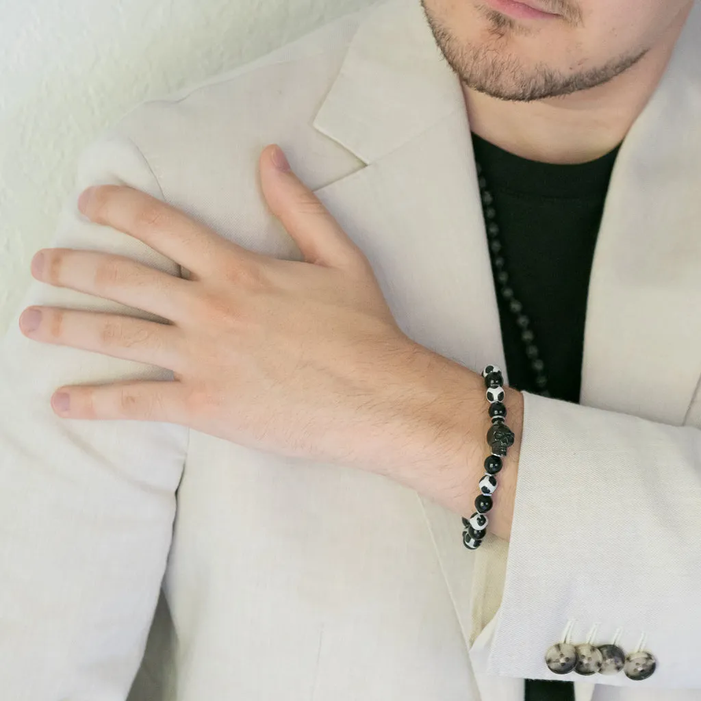 Gambler's Lucky Dice Skull Beaded Bracelet