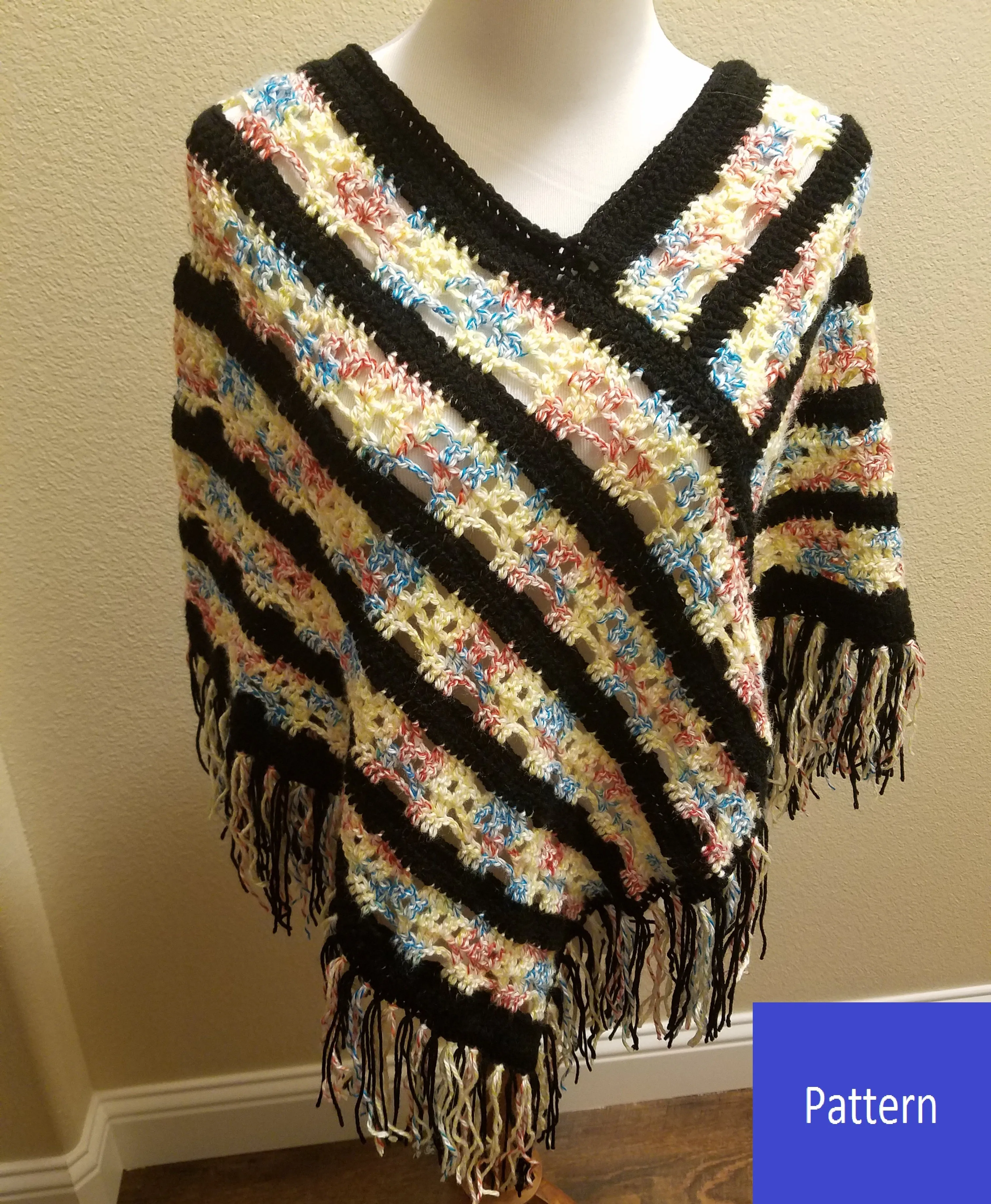 Girls' Sugar Skull Poncho Crochet Pattern - Sizes 4/6, 8/10, and 12/14