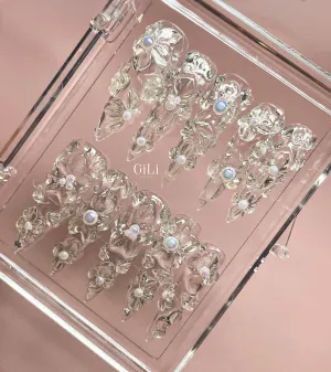 Glass Flower - Ready to Ship - M (15468) - Extra Long/XL Stiletto