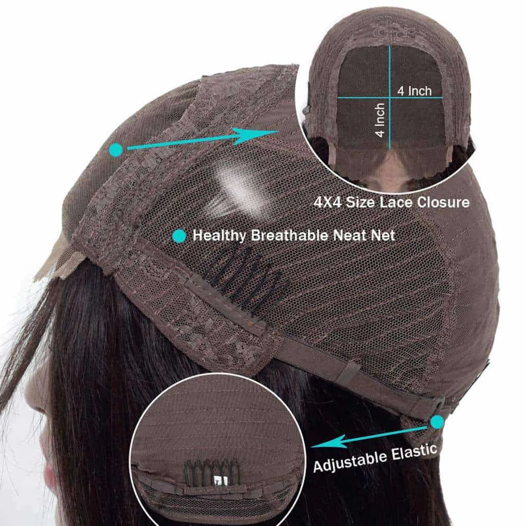 Glueless 10A Jerry Curly 4*4 Lace Closure Wigs 180% 250% Density Pre-Plucked Virgin Hair
