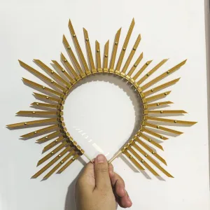Goddess Crown Spiked Halo crown Wicca Festival Party Church Fairy Lolita Sunburst Elf Wedding ZIP TIE Wrap Hair Band Headdress