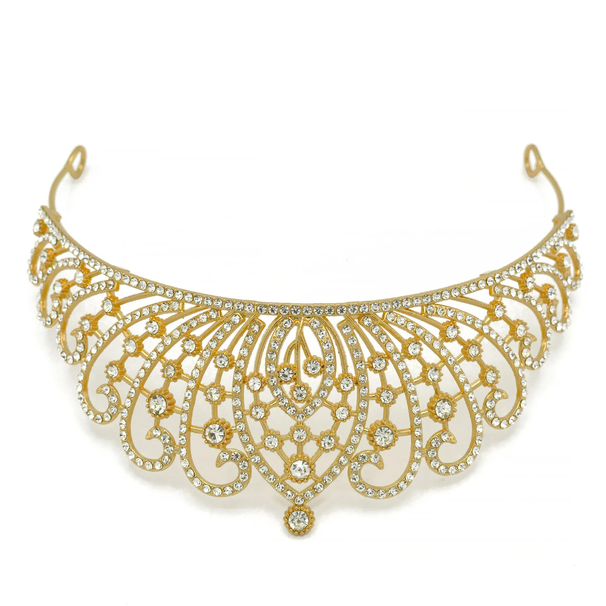 Gold Crystal head piece for Bridal crown topper hair peace #HNT90932G
