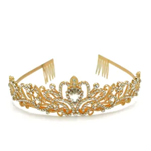 Gold Crystal head piece for Bridal crown topper hair peace #HNT90933G