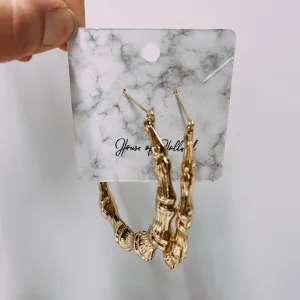 GOLD PLATED STAINLESS STEEL XXL BAMBOO LATCH EARRING