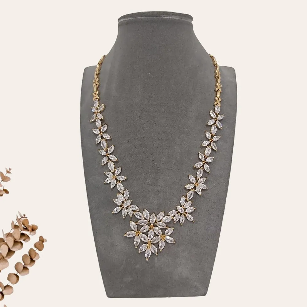 Gold Sparkly Stones Flower  Bridal Set 2