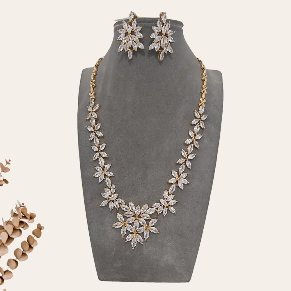 Gold Sparkly Stones Flower  Bridal Set 2