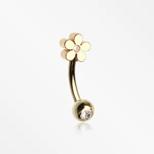 Golden Grand Plumeria Sparkle Curved Barbell