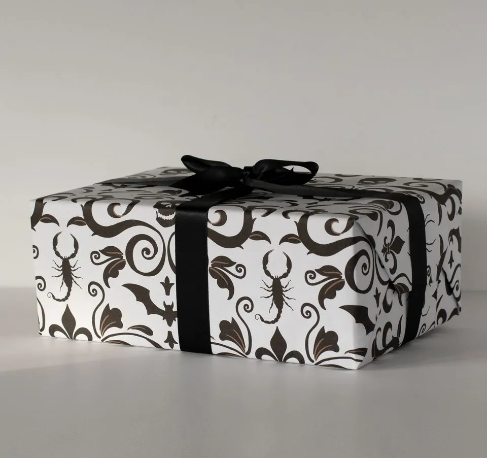 Gothic Damask Gift Wrap - Bone (1 Sheet)