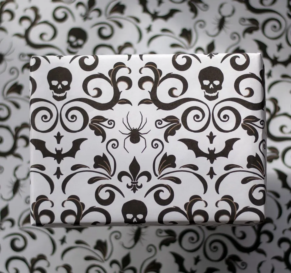Gothic Damask Gift Wrap - Bone (1 Sheet)