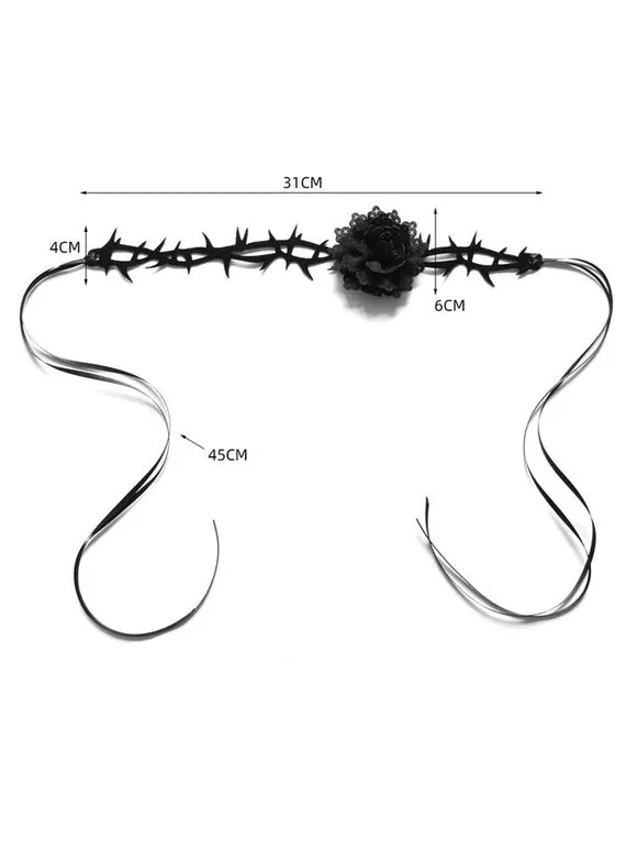 Gothic Lolita Accessories Black Flowers Polyester Choker Miscellaneous