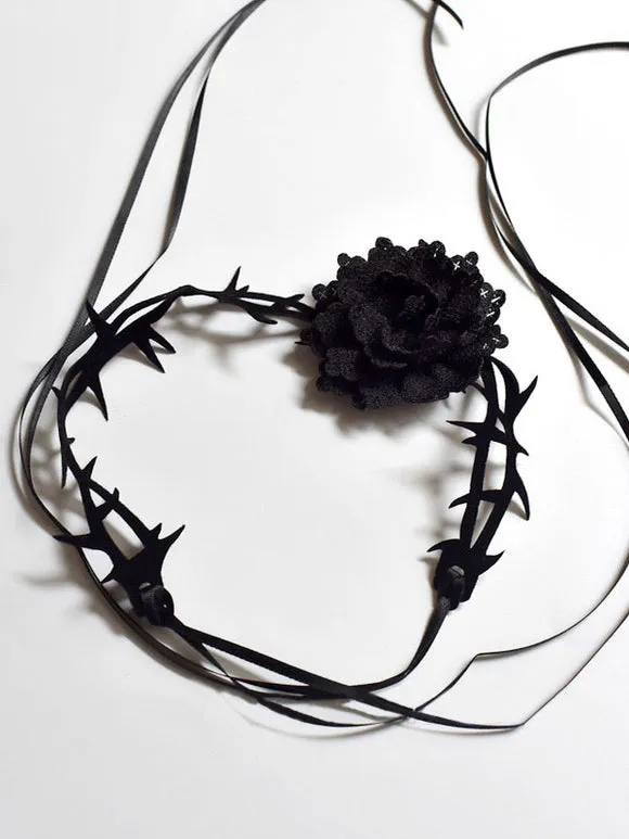 Gothic Lolita Accessories Black Flowers Polyester Choker Miscellaneous