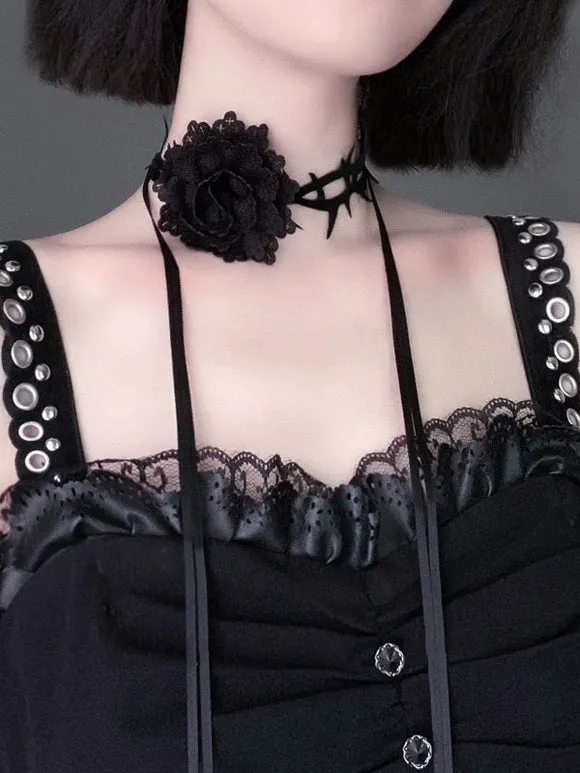 Gothic Lolita Accessories Black Flowers Polyester Choker Miscellaneous