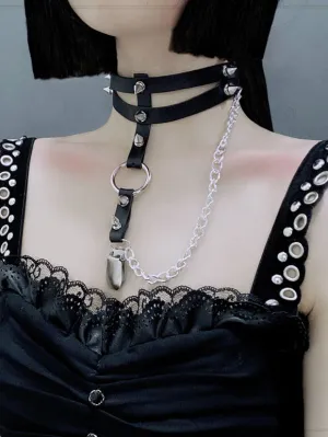 Gothic Lolita Choker Rivets Metal Details Metallic Choker Metal Miscellaneous Black Lolita Accessories