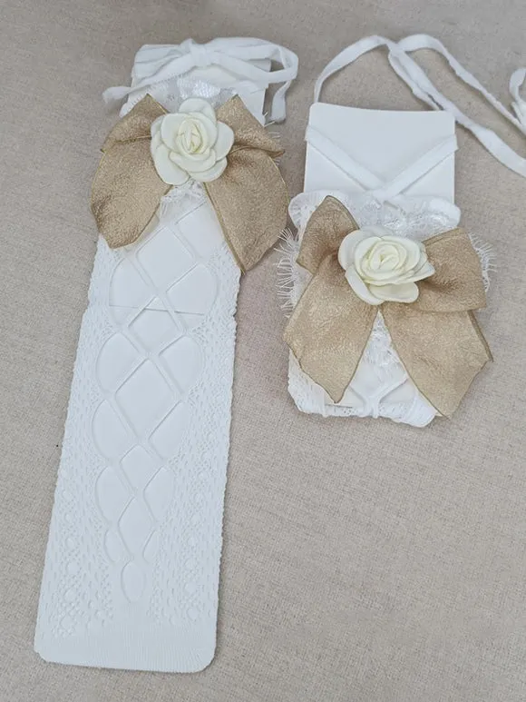 Gothic Lolita Socks Champagne Bows Nets Flowers Accessory Polyester Lolita Accessories