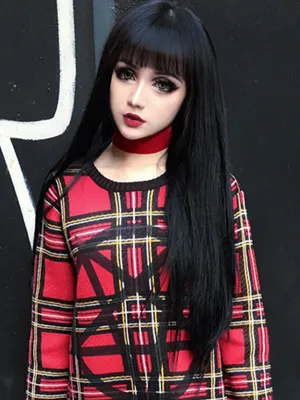 Gothic Lolita Wigs Black Long Tousled Lolita Hair Wigs With Bangs