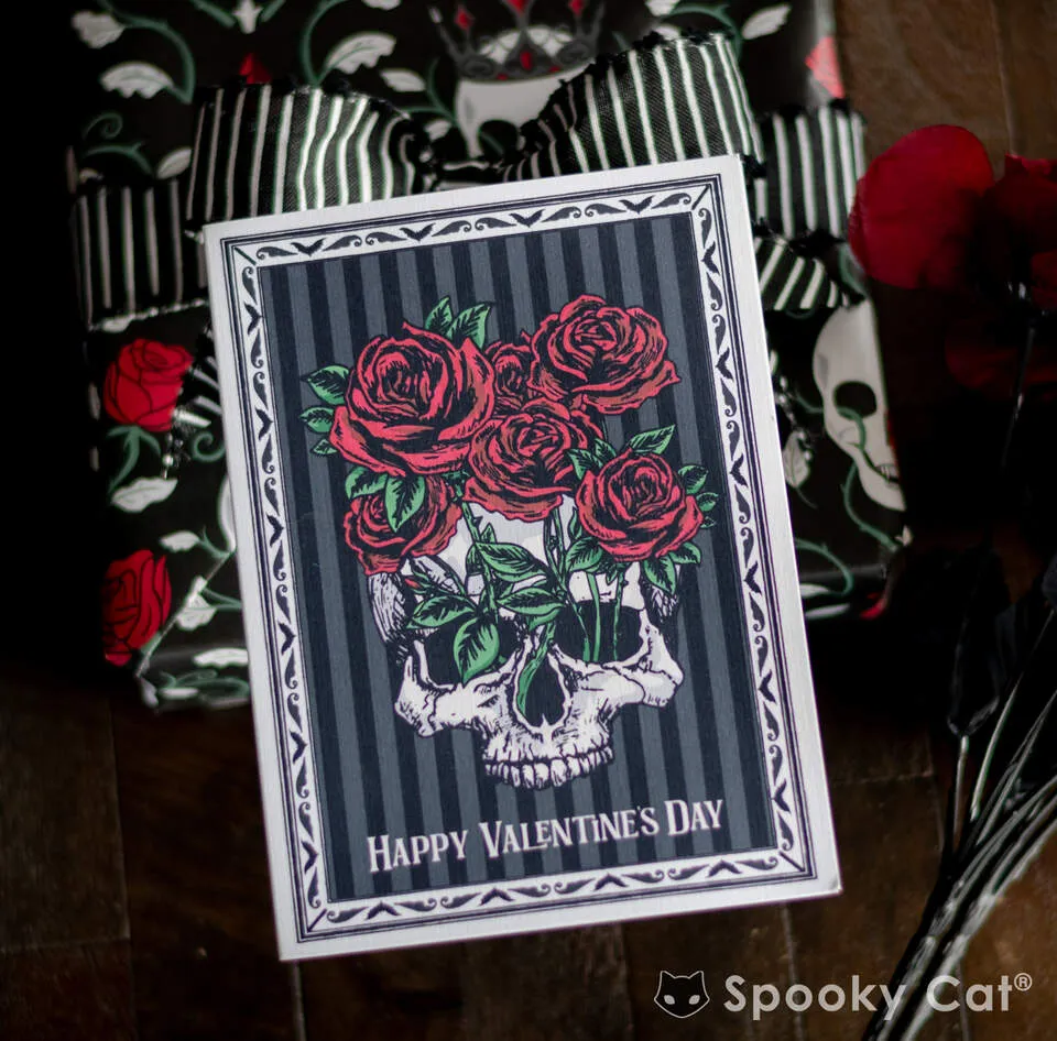 Gothic Skull & Rose Valentine's Card