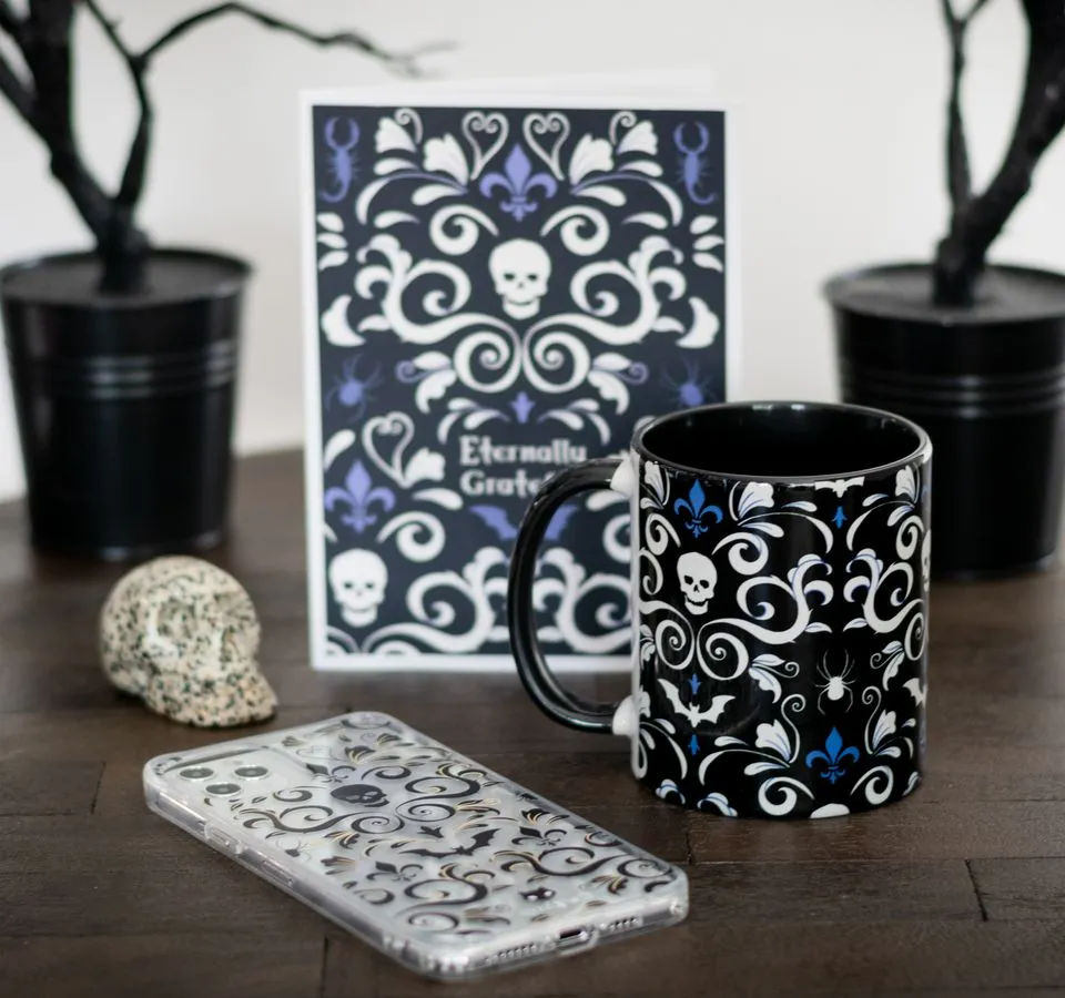 Gothic Skull Damask Mug