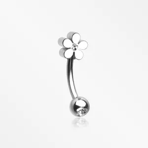 Grand Plumeria Sparkle Flower Curved Barbell