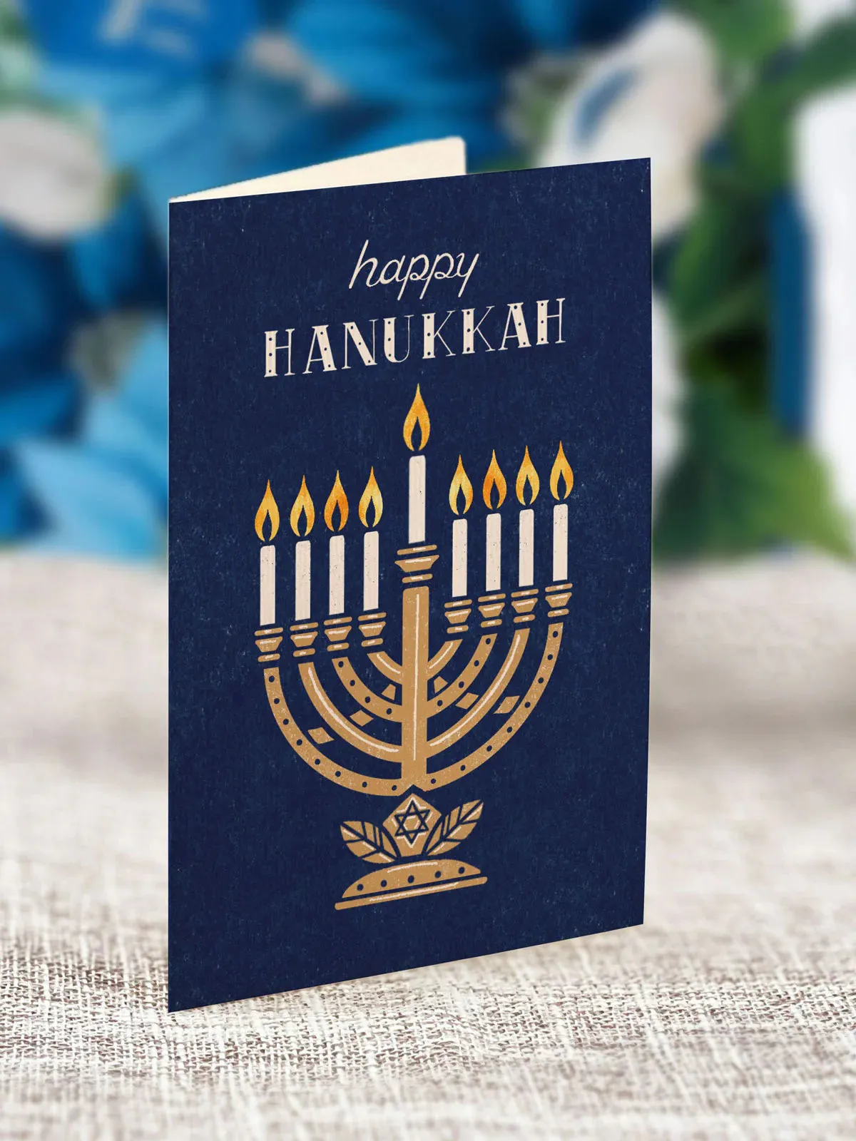 Hanukkah Wishes Pop Open Flower Bouquet Greeting Card