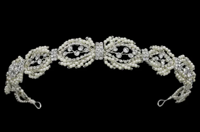 Harper - Ivory Freshwater Pearl and Crystal Headband