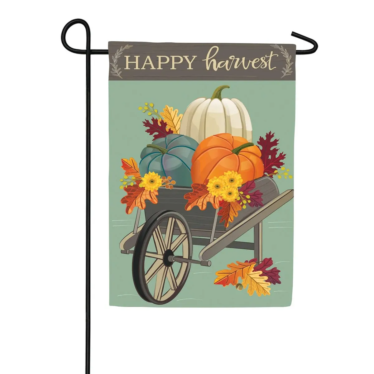 Harvest Wheelbarrow Garden Burlap Flag