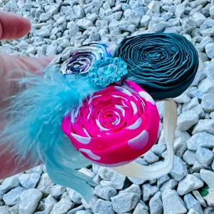 Headband Bow Bling 4.5" Girls Hair Accessory Baby Toddler Rose Feather