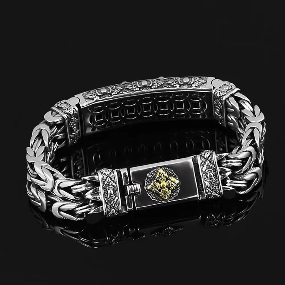 Heavy Huge Solid 925 Sterling Silver Bracelet Cross Braided Chain Punk Jewelry 7.1"-9.1"