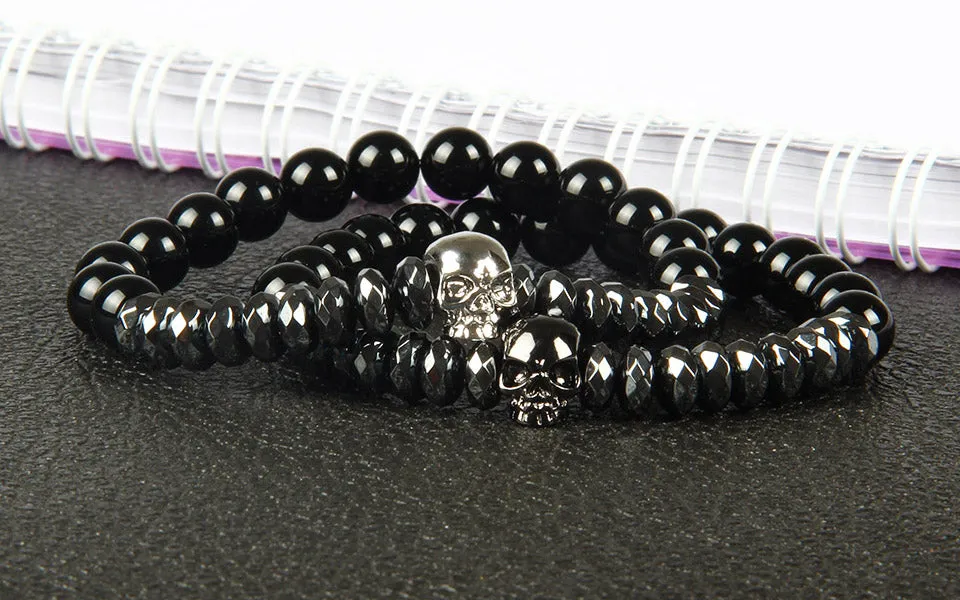 Hematite Beads and Skull Bracelet