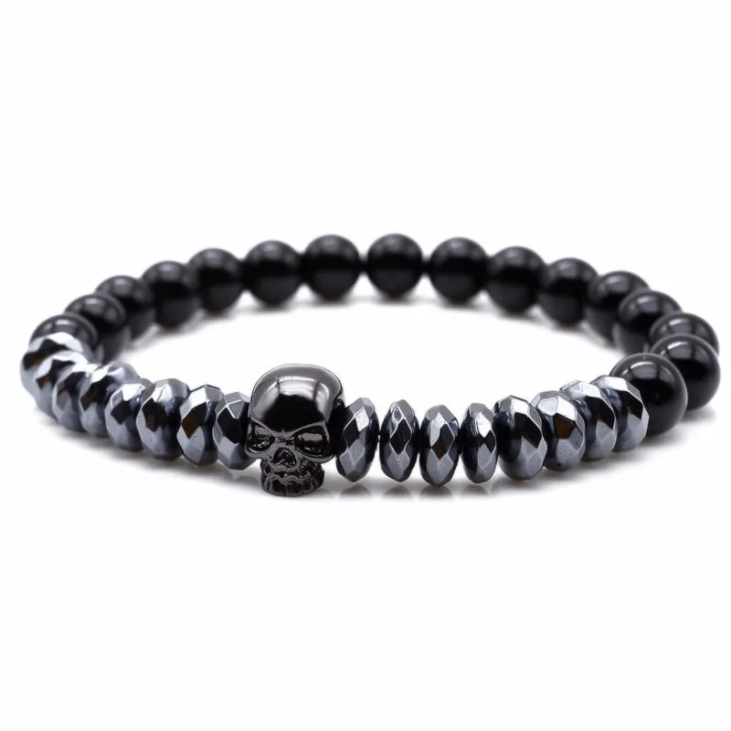 Hematite Beads and Skull Bracelet