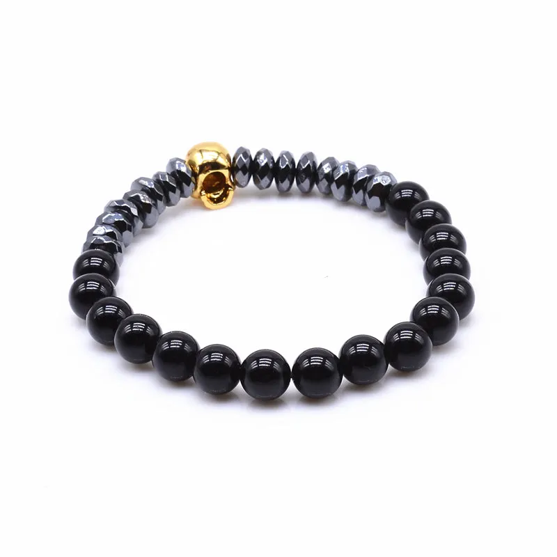 Hematite Beads and Skull Bracelet