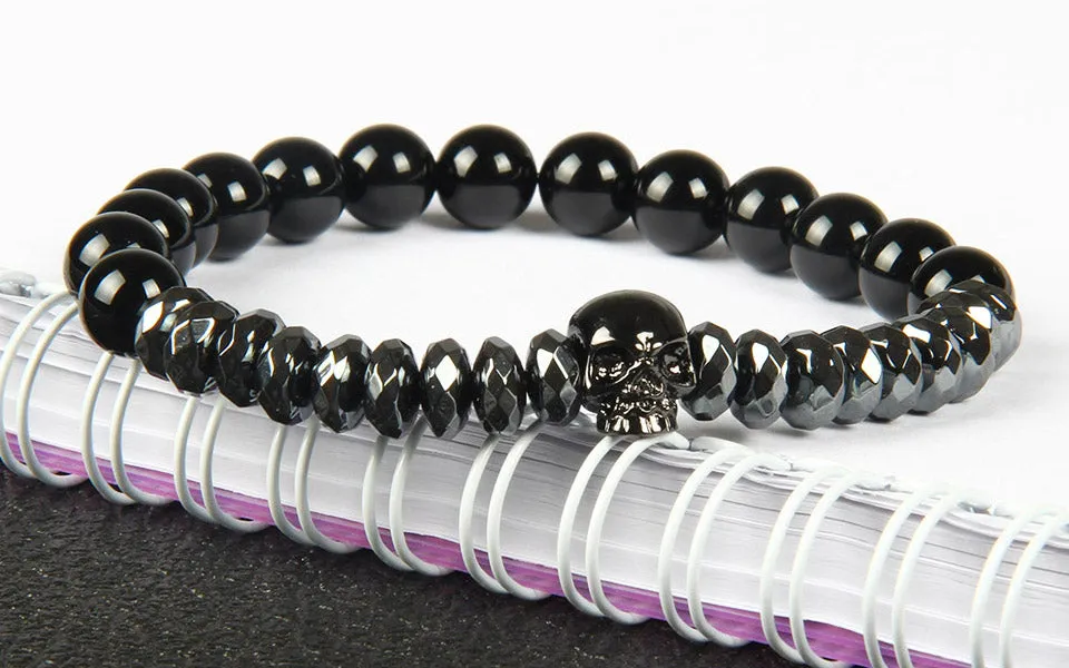 Hematite Beads and Skull Bracelet