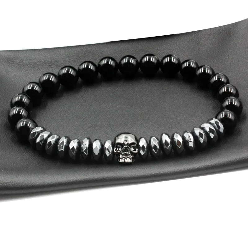 Hematite Beads and Skull Bracelet