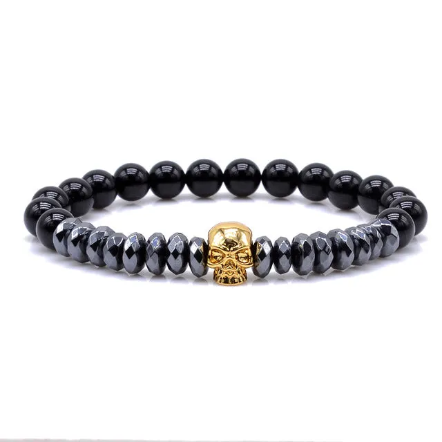 Hematite Beads and Skull Bracelet