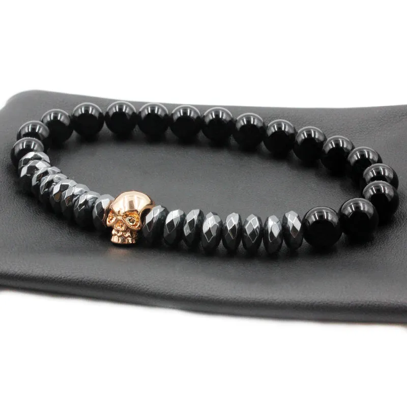 Hematite Beads and Skull Bracelet