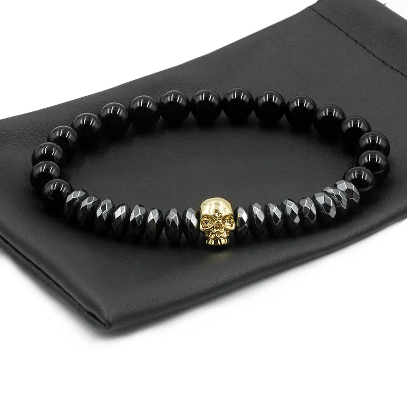 Hematite Beads and Skull Bracelet