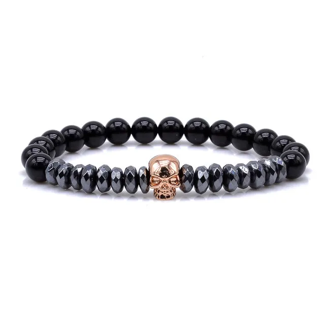 Hematite Beads and Skull Bracelet