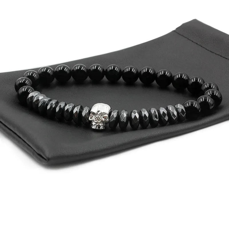 Hematite Beads and Skull Bracelet