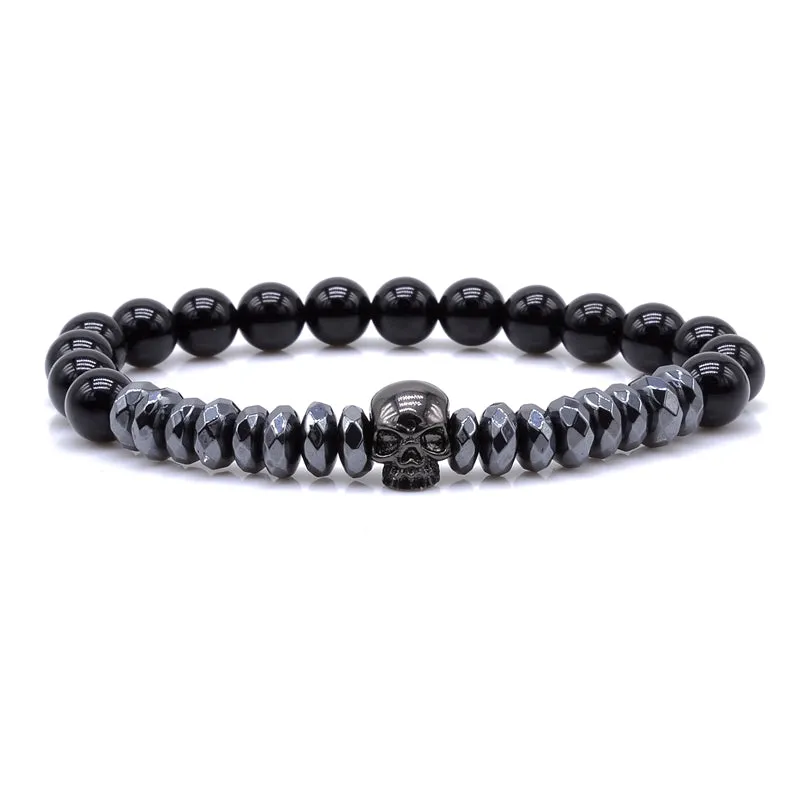 Hematite Beads and Skull Bracelet