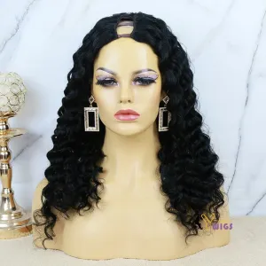 Human Hair Deep Wave Texture U Part Wigs AU06