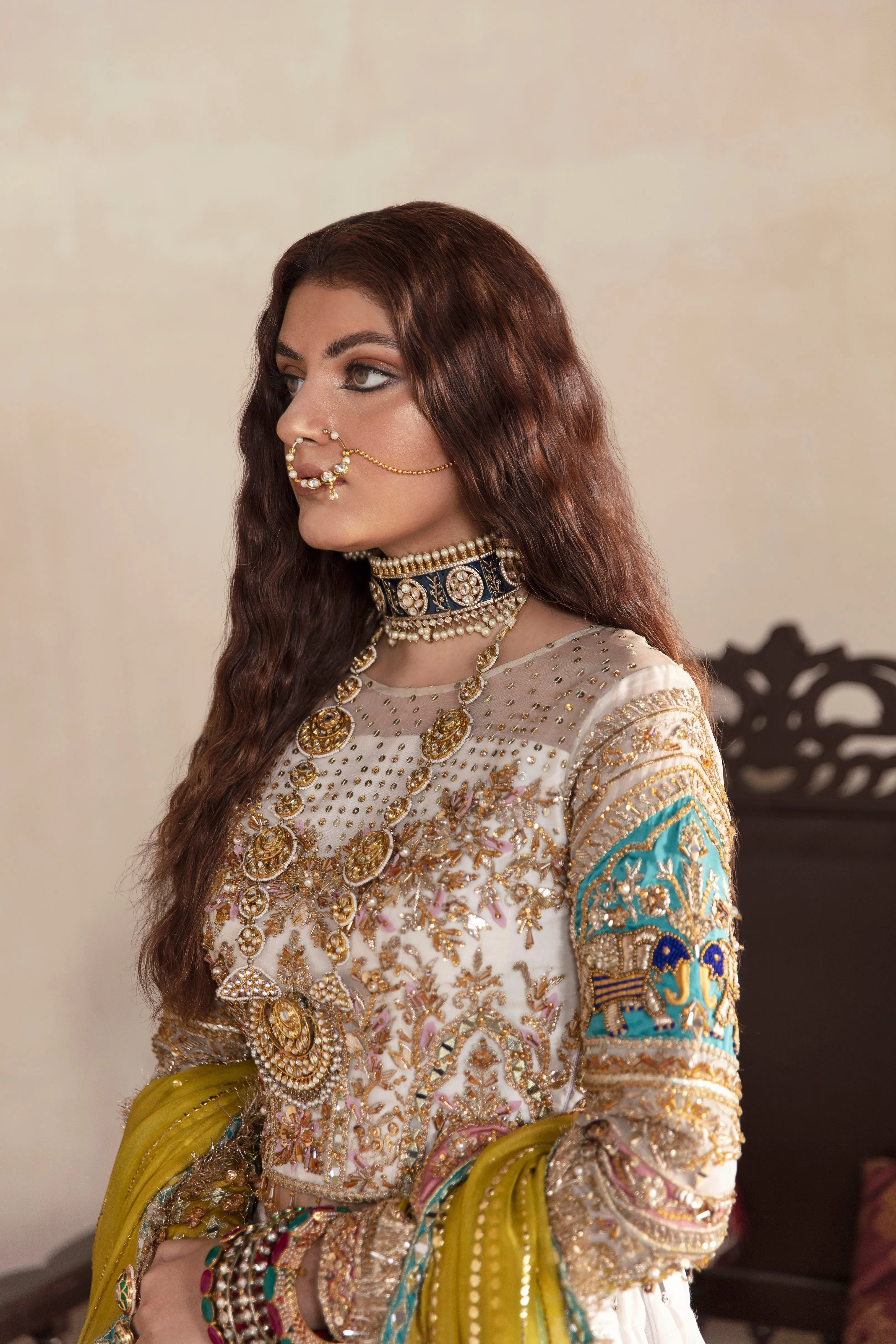Indian White Raw Silk Lehenga Choli Bridal Dress #BN1206