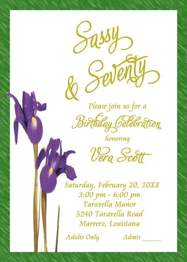 IRIS FLOWERS CUSTOM INVITATION