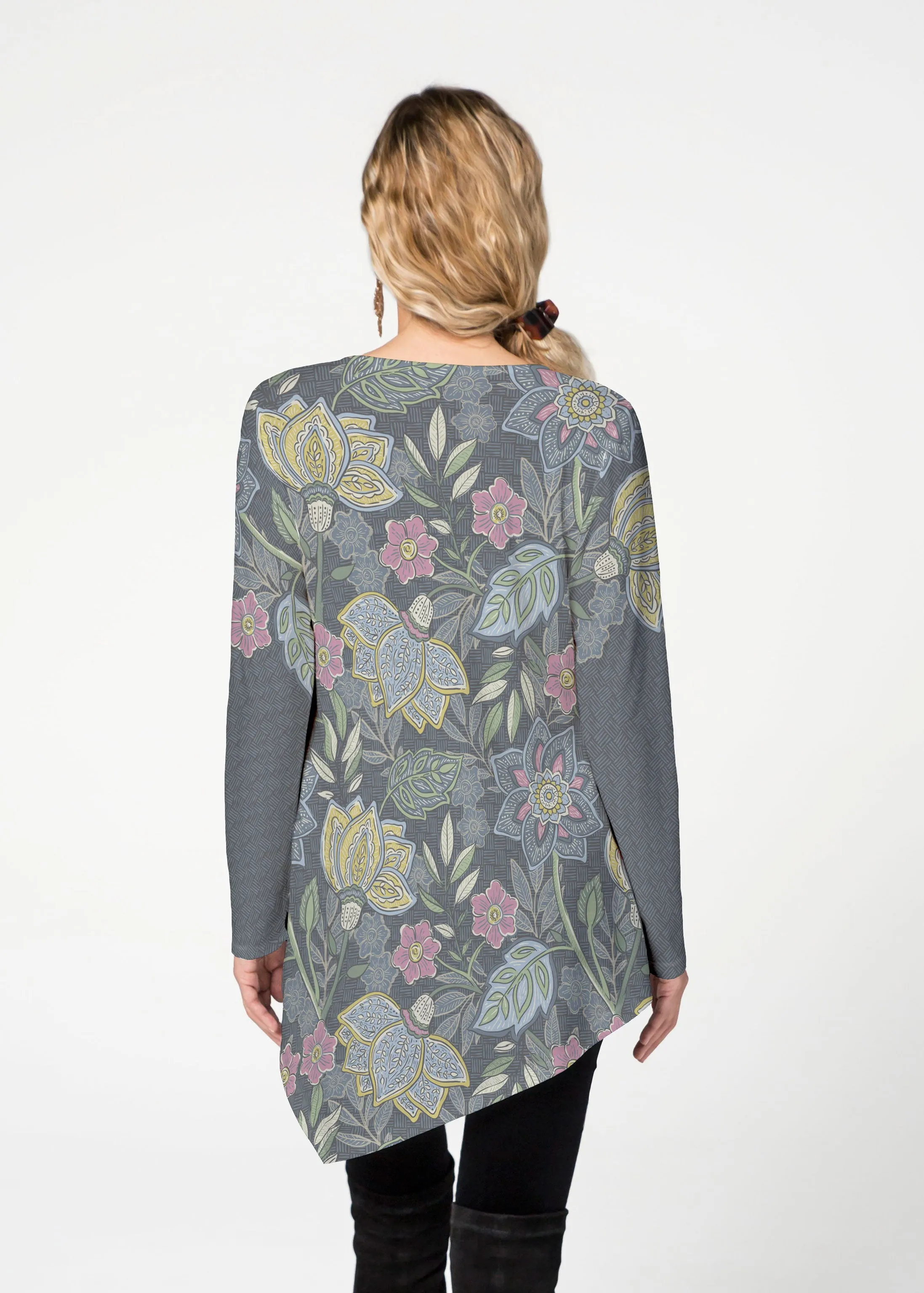 Isabella's Garden (13410) ~ Asymmetrical French Terry Tunic